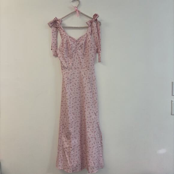 Maxi Dress Sz Sm Floral Pink Peasant Boho Festival Beach Y2K Smocked Cottagecore - Picture 4 of 15